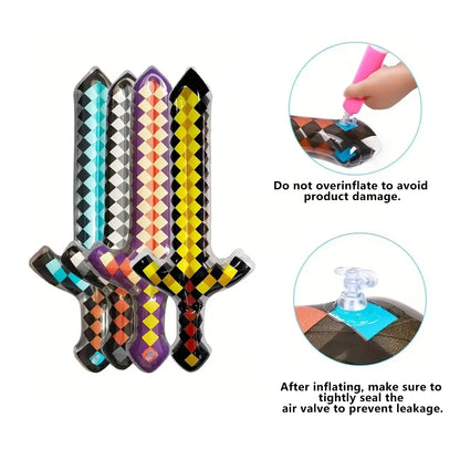 Pixel Style Toys Gemstone Sword Gold Sword Children's Toys Home Games Inflatable Supplies Swords Christmas Gifts